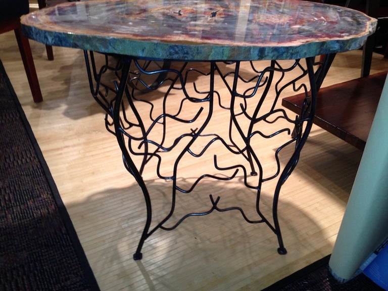 20th Century Arizona Petrified Wood Table With Artisan Made Base