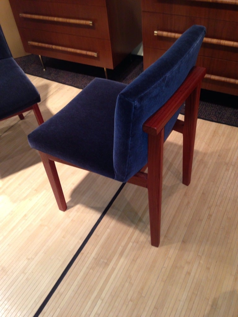 20th Century Pair of Padauk Chairs Re-Done in Wool Mohair