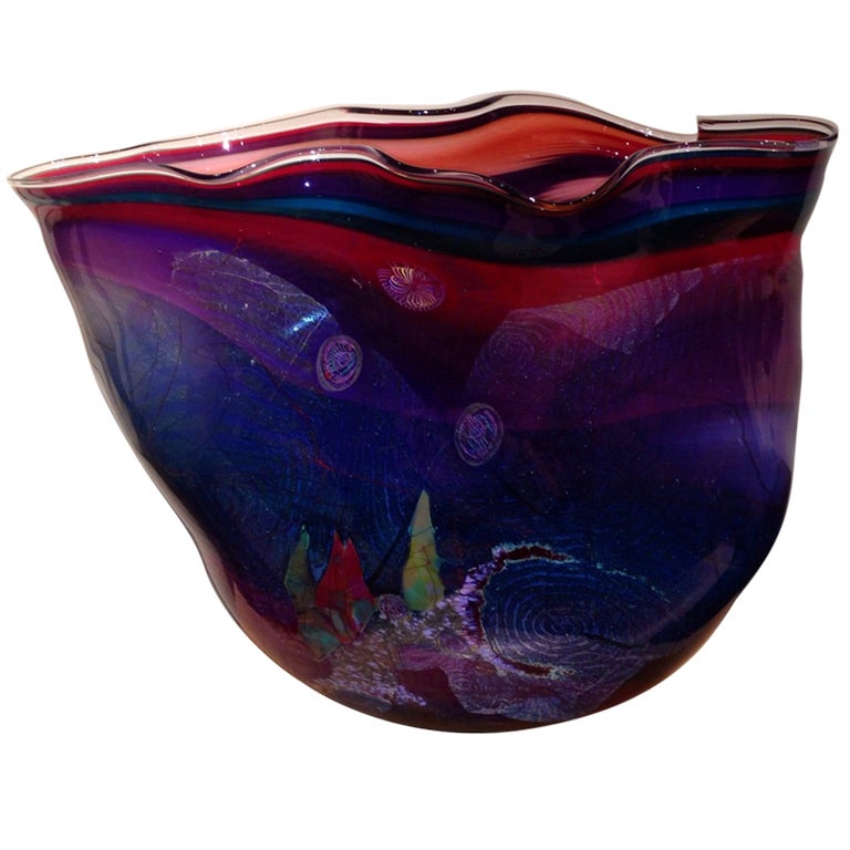 Magnificent large Chris Hawthorne glass bowl