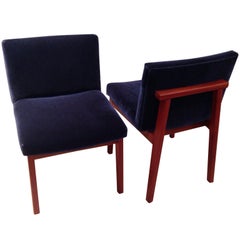 Pair of Padauk Chairs Re-Done in Wool Mohair