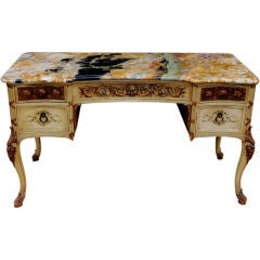 Beautiful Marble topped French 1920's painted wood desk