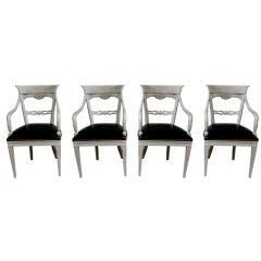 Antique 4 1920s Italian armchairs w/ polished leather & brass tack seats
