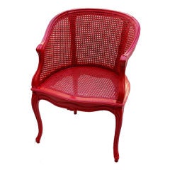 French Painted Red Cane Chair