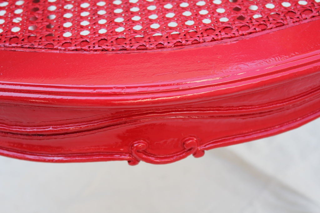 French Painted Red Cane Chair 3