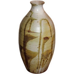 Large Glazed Hand Thrown Terracotta Pottery Vase, M Vlosky