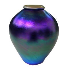 Carl Radke for Phoenix Studios Iridescent Glass Vase Dated 1980