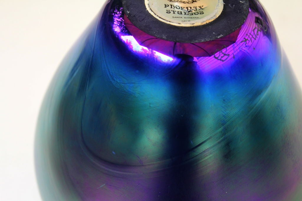 American Carl Radke for Phoenix Studios Iridescent Glass Vase Dated 1980