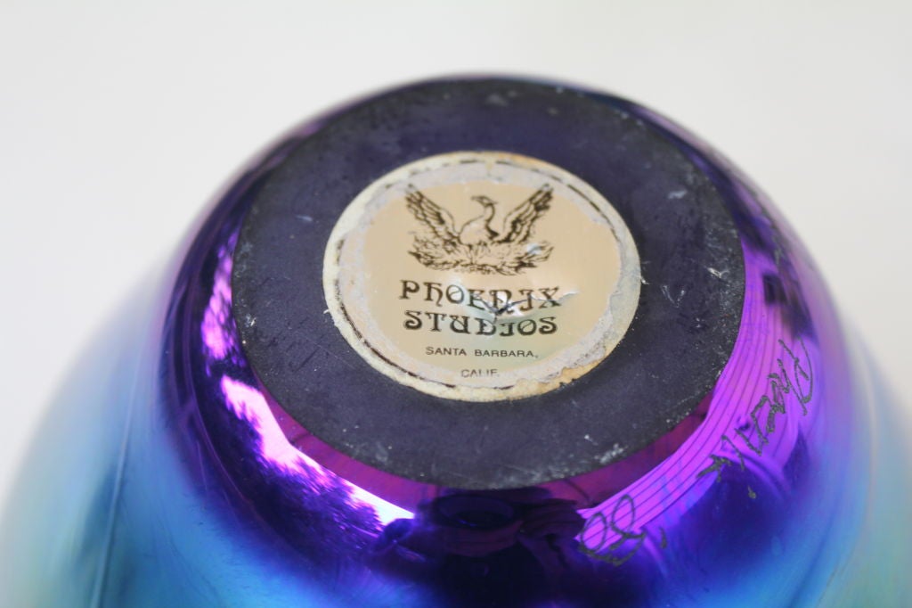 20th Century Carl Radke for Phoenix Studios Iridescent Glass Vase Dated 1980