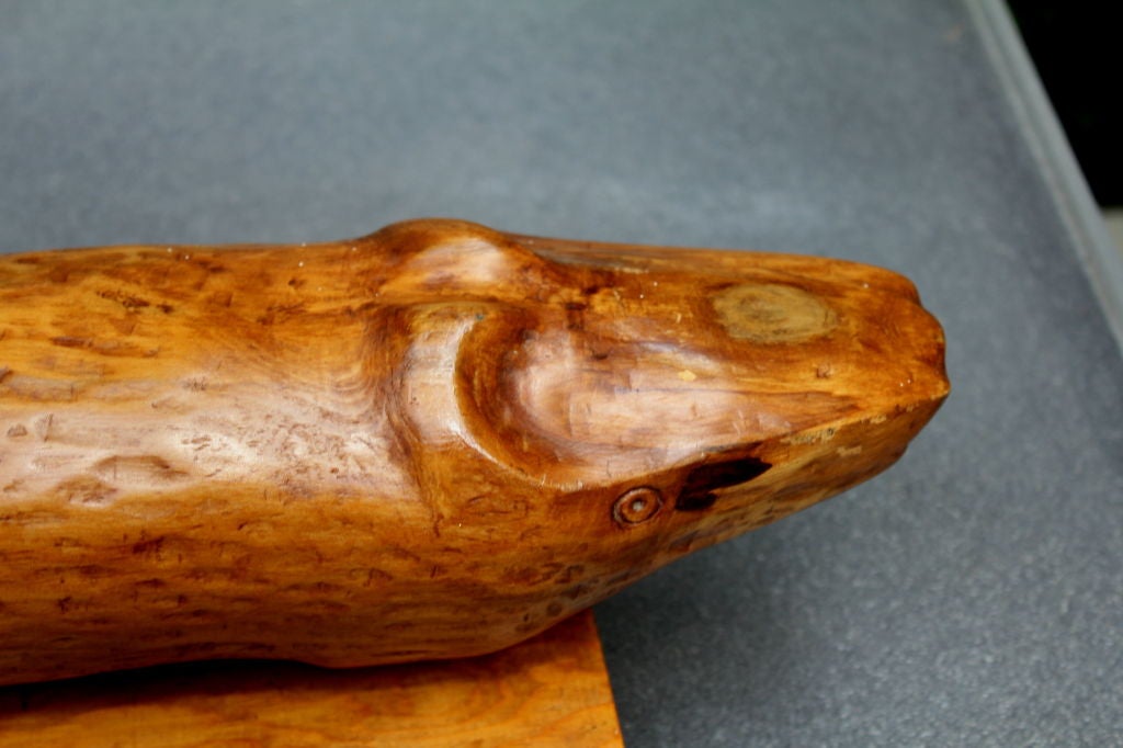 hand carved wooden alligator