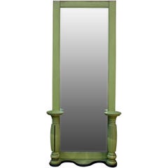 Antique Green painted Early 20th Century Hall Mirror with Plantstands