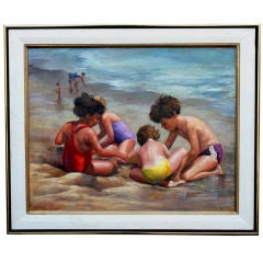 Oil on Linen by Marilyn Ostrich titled Sand Castles
