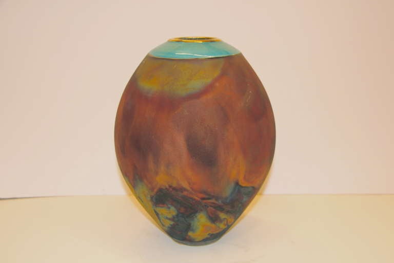 Unknown Beautiful raku fired vase