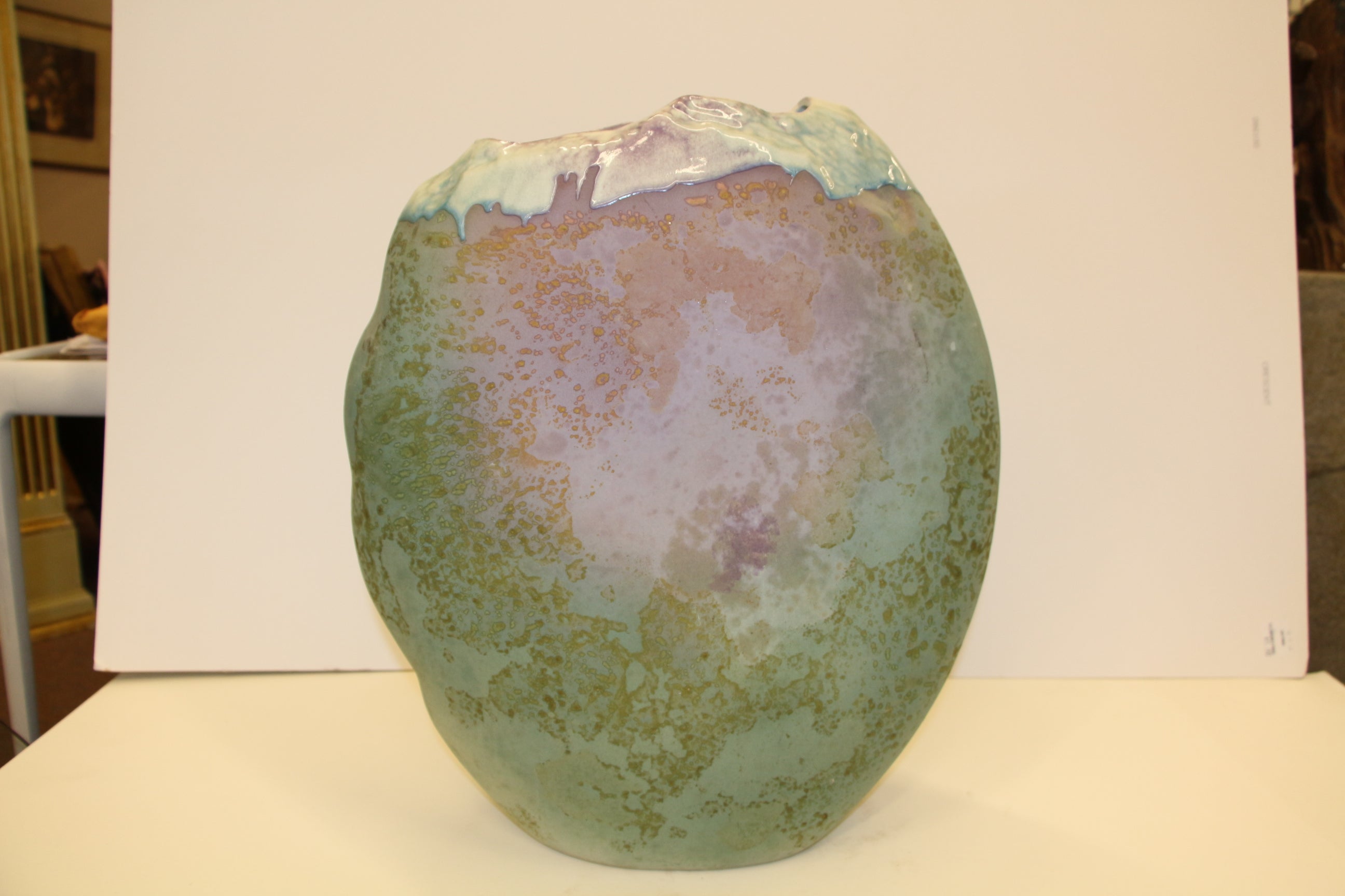 Large Tony Evans raku fired pottery vase