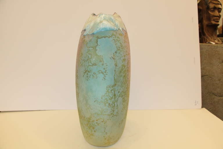 American Large Tony Evans raku fired pottery vase