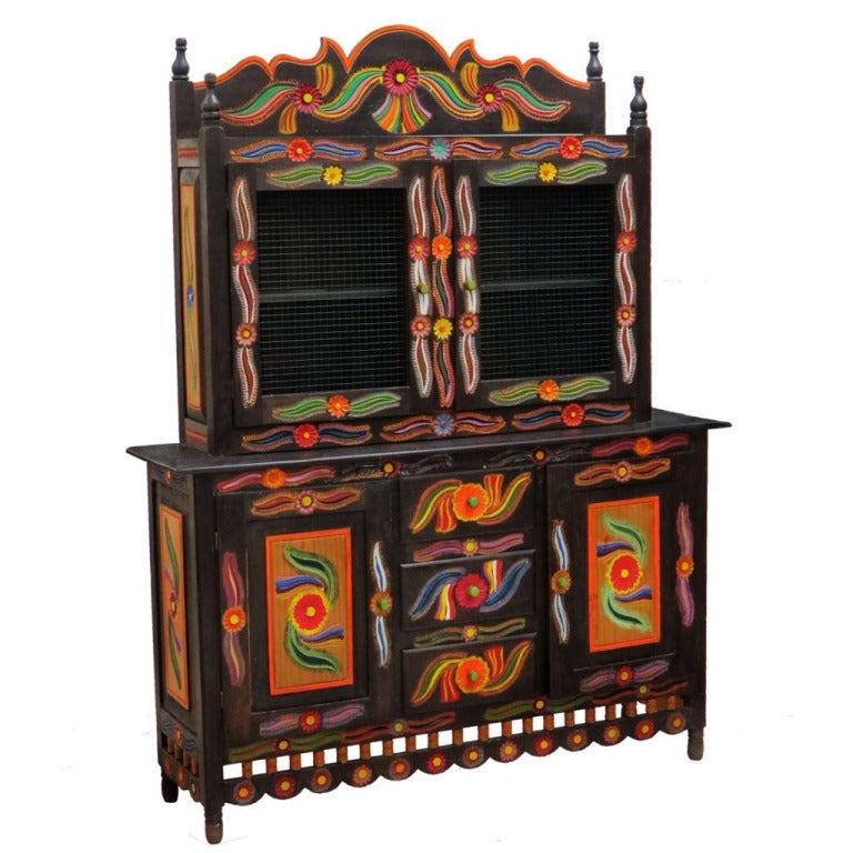 Folk Art Hand Painted Cabinet At 1stdibs Folk Art Hand Painted Cabinet For