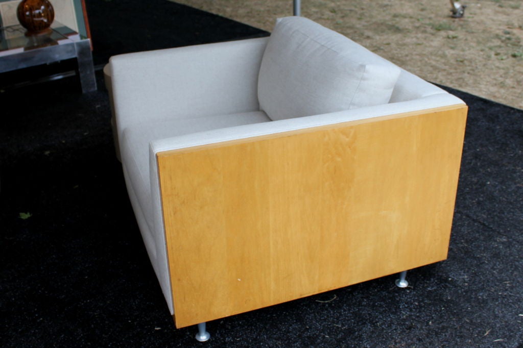 Knoll cube chair re-done in linen
