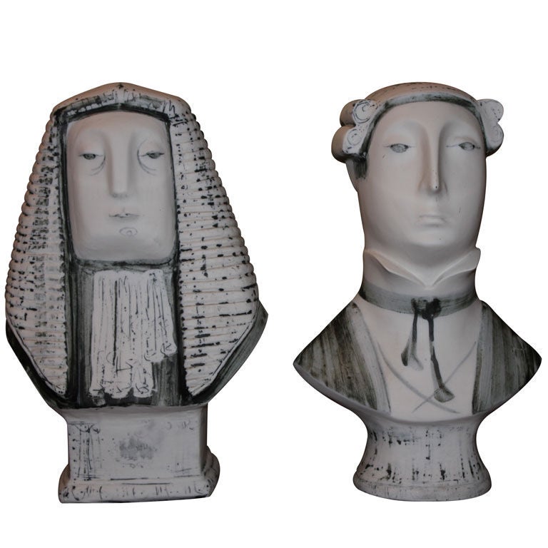 Important pair rare porcelain busts by Richard & Susan Parkinson