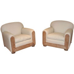 Argentinian cerused oak club chairs manner of Jean Michel Frank