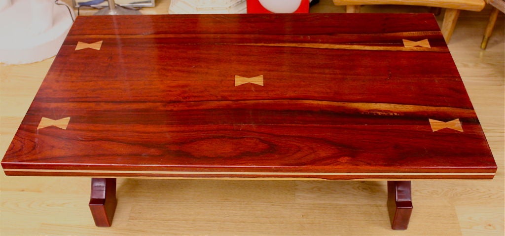 American Craftsman's Table of Exotic Woods with Great Form For Sale 2