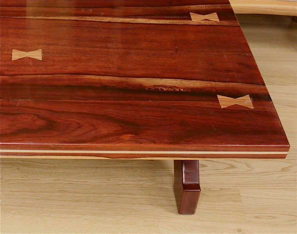 American Craftsman's Table of Exotic Woods with Great Form For Sale 3