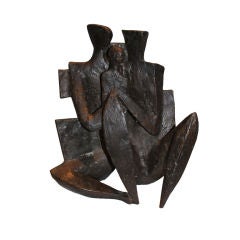 Important Scandinavian artist Hans Freie 1982 bronze of a family