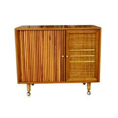 Retro Early 1950's Jens Risom for Risom stereo cabinet tambour door