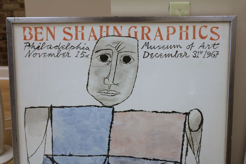 American Ben Shahn Lithographic exhibition poster from 1967 Phila Museum