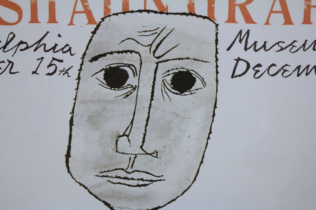 Mid-20th Century Ben Shahn Lithographic exhibition poster from 1967 Phila Museum