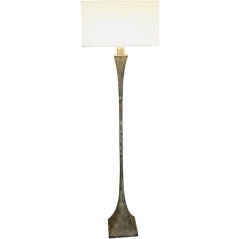 Great 1950's verdigris bronze patimat steel floor lamp by Hansen