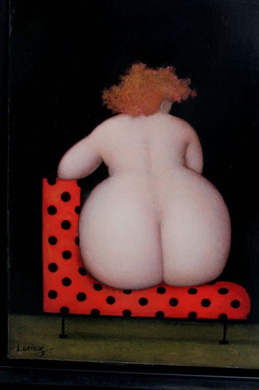 20ième siècle Charmante acrylique sur toile de la célèbre artiste Jeanne Lorioz