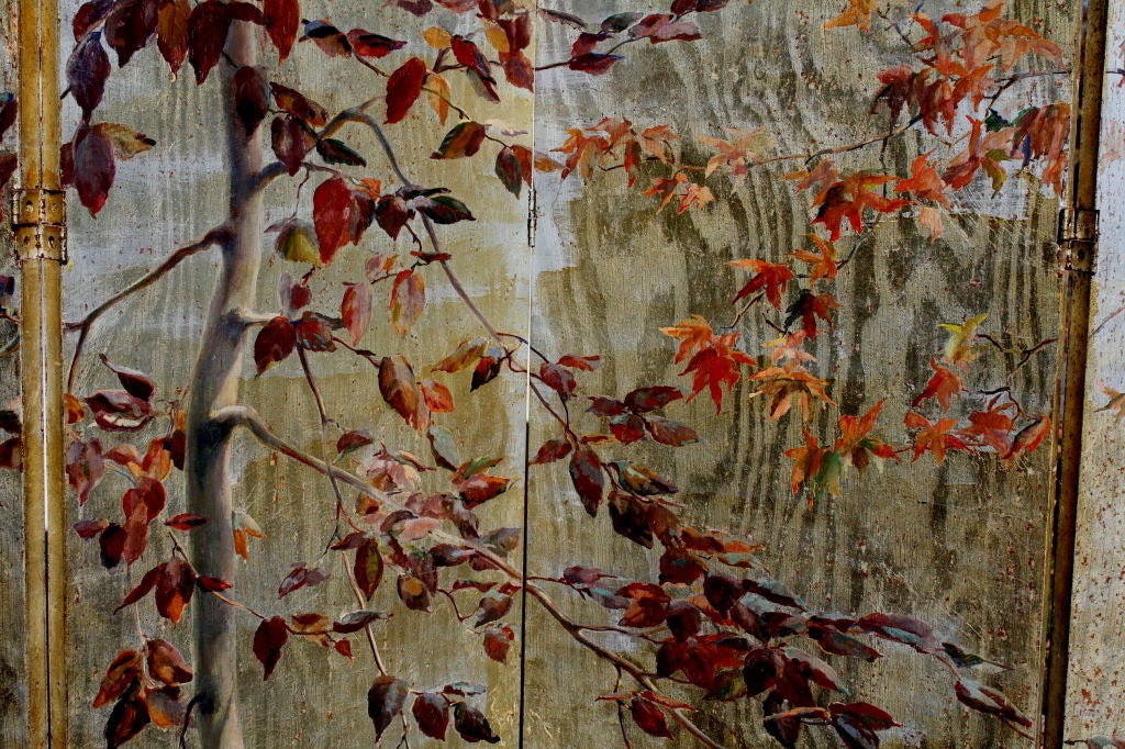 Beautiful gold & silver leaved 4 panel screen  Beatice Kendall