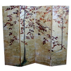 Beautiful gold & silver leaved 4 panel screen  Beatice Kendall