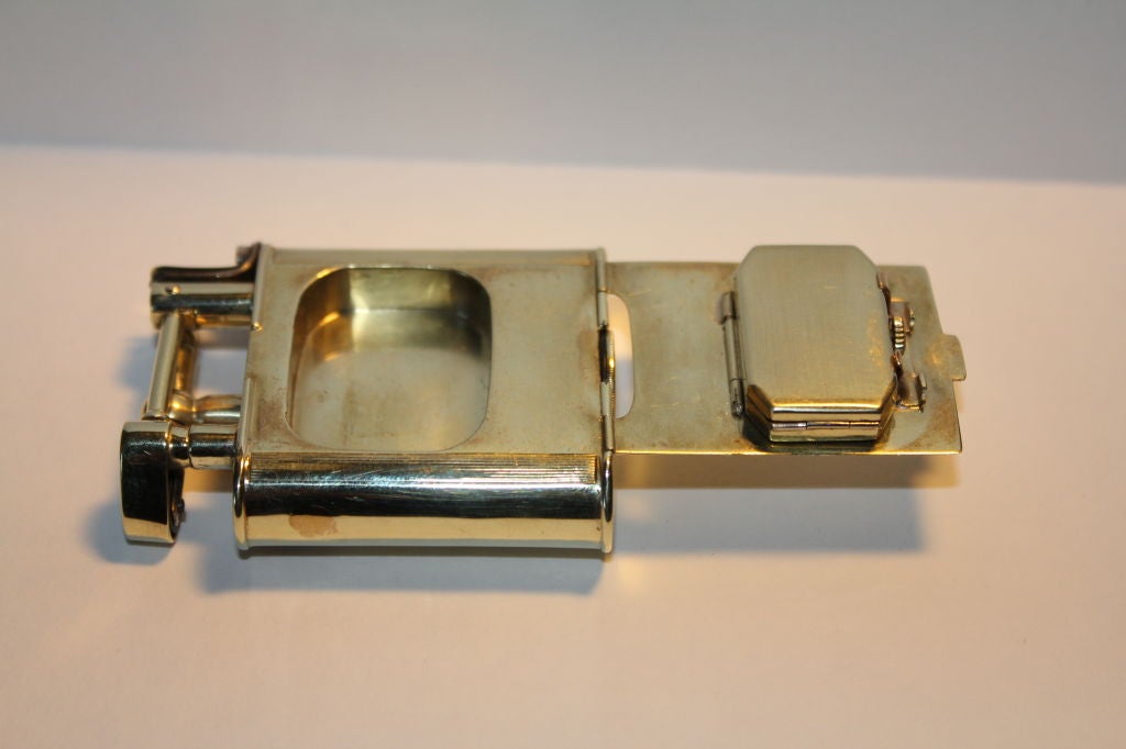 Rare Art Deco Dunhill 14k gold  swing arm lighter watch front 2