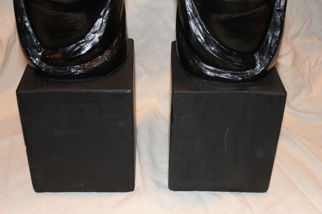 Mid-20th Century Great pair of Cubist plaster busts by reknown artist Rima