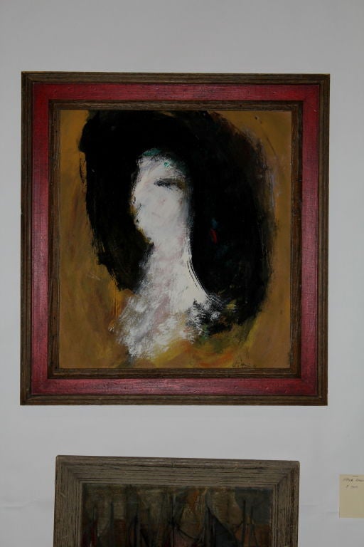 A very unusual abstract portrait the we believe to be the work of the Danish artist Peter Brandes. It is signed Brandes 66 and it is very much in his style. The whole package is very nice with a frame that suits the painting and is original to it.