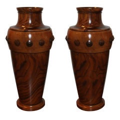 Unusual Brazilian 19600
s exotic hand turned carved wood vases