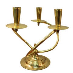Vintage Nice well made Brass three arm candle holder marked M