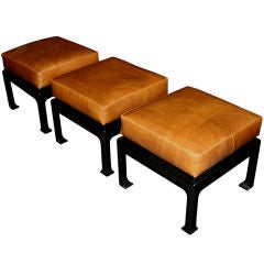 3 Leather topped stools possibly by Dunbar
