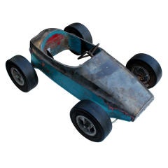 Vintage Great 60's hand built steel 3.5 ft electric racing car sculpture