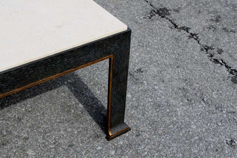 American formations Iron and Travertine Coffee Table