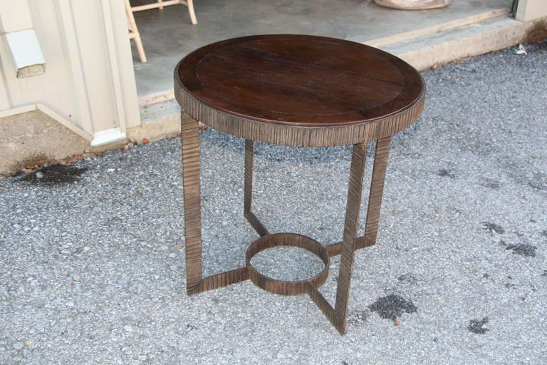 Gregorius Pineo Iron and Wood Side Table In Good Condition In Palm Springs, CA