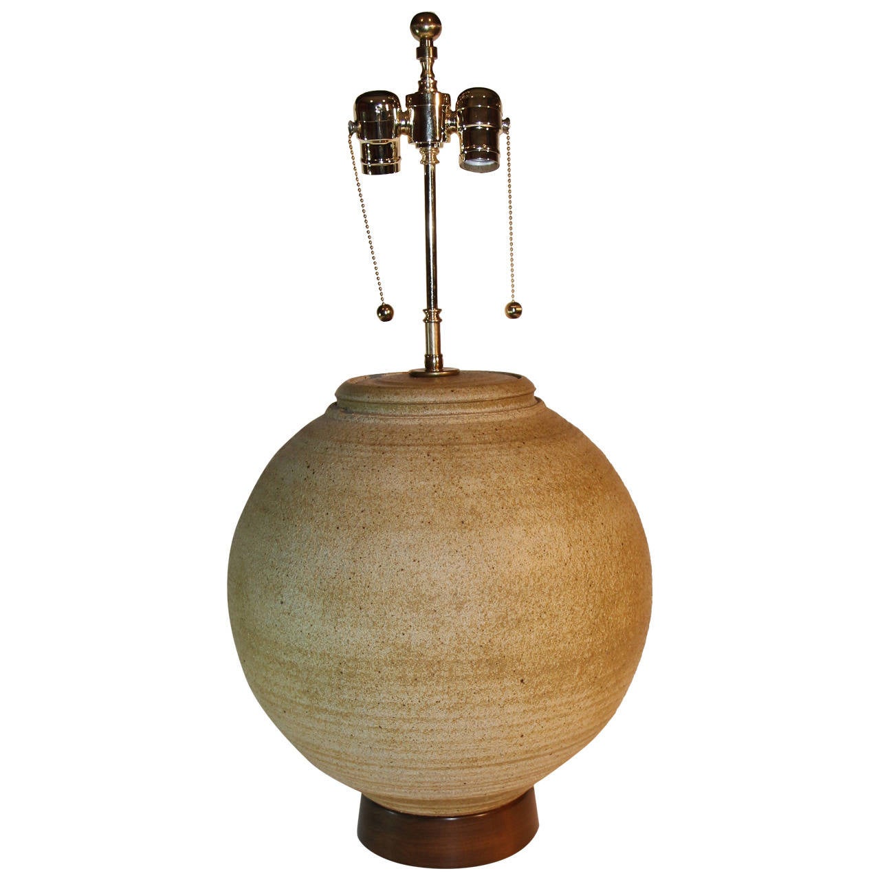 Pair Of Raku Pottery Lamps For At 1stdibs Large Bulbous Mid Century Pottery Lamp