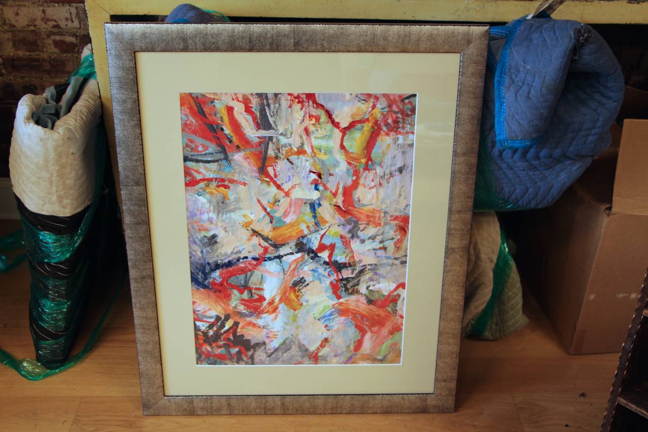 A beautiful oil on paper from the 1960s, re-matted and re-framed in a very elegant silver frame.