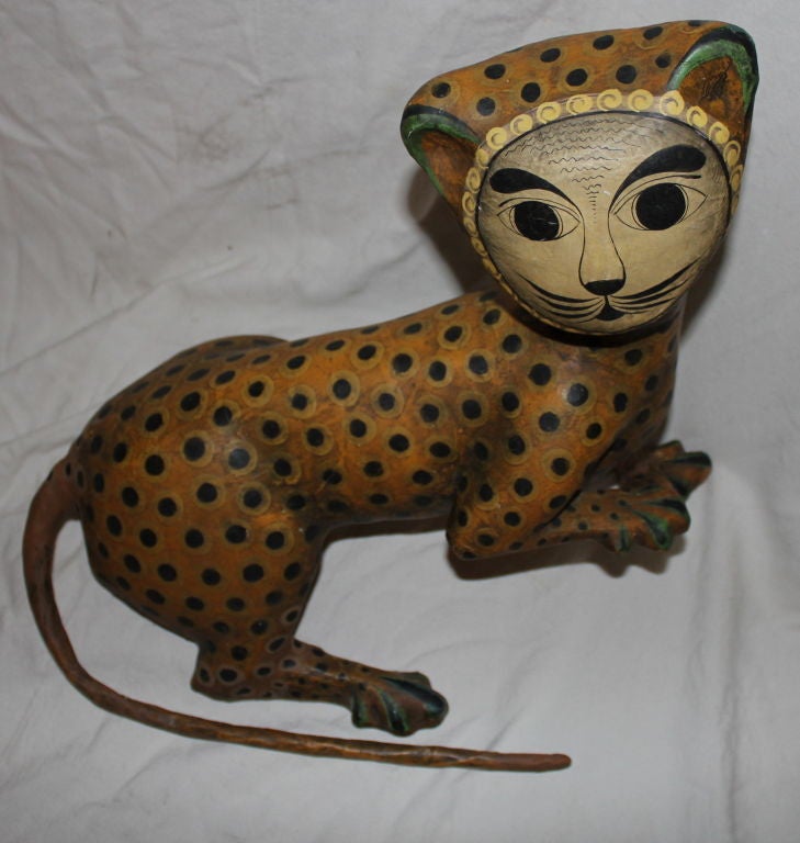 1960's paper mache cat signed Sermel firm founded by Bustamante 2