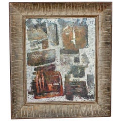 Nice abstract in a great 1950's wood frame signed June Park