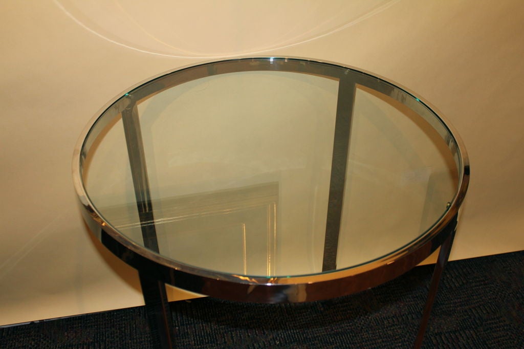 Chrome Nice pair of Pace Collection round tables with new glass