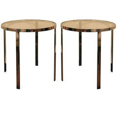 Nice pair of Pace Collection round tables with new glass