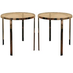 Nice pair of Pace Collection round tables with new glass