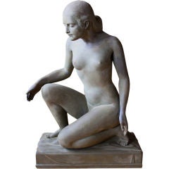 Wonderful WPA plaster kneeling nude woman estate of Paul Rudin