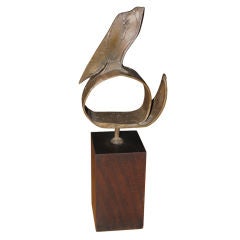 1970's bronze mounted on mahogany base signed Newman